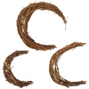 8192 3pcs Moon Shape Wreath DIY Craft Grapevine Wreath Rattan Rings Vine